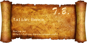Talián Bence névjegykártya